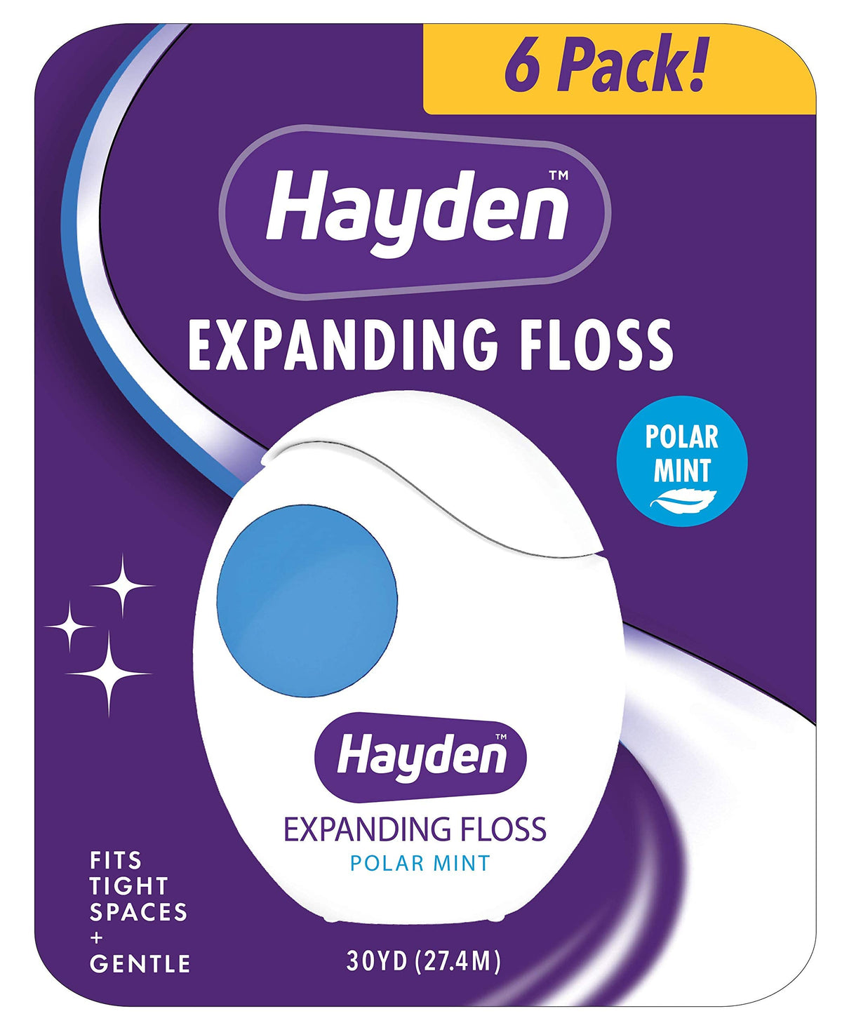 Hayden frente del paquete mostrando seis unidades y beneficios