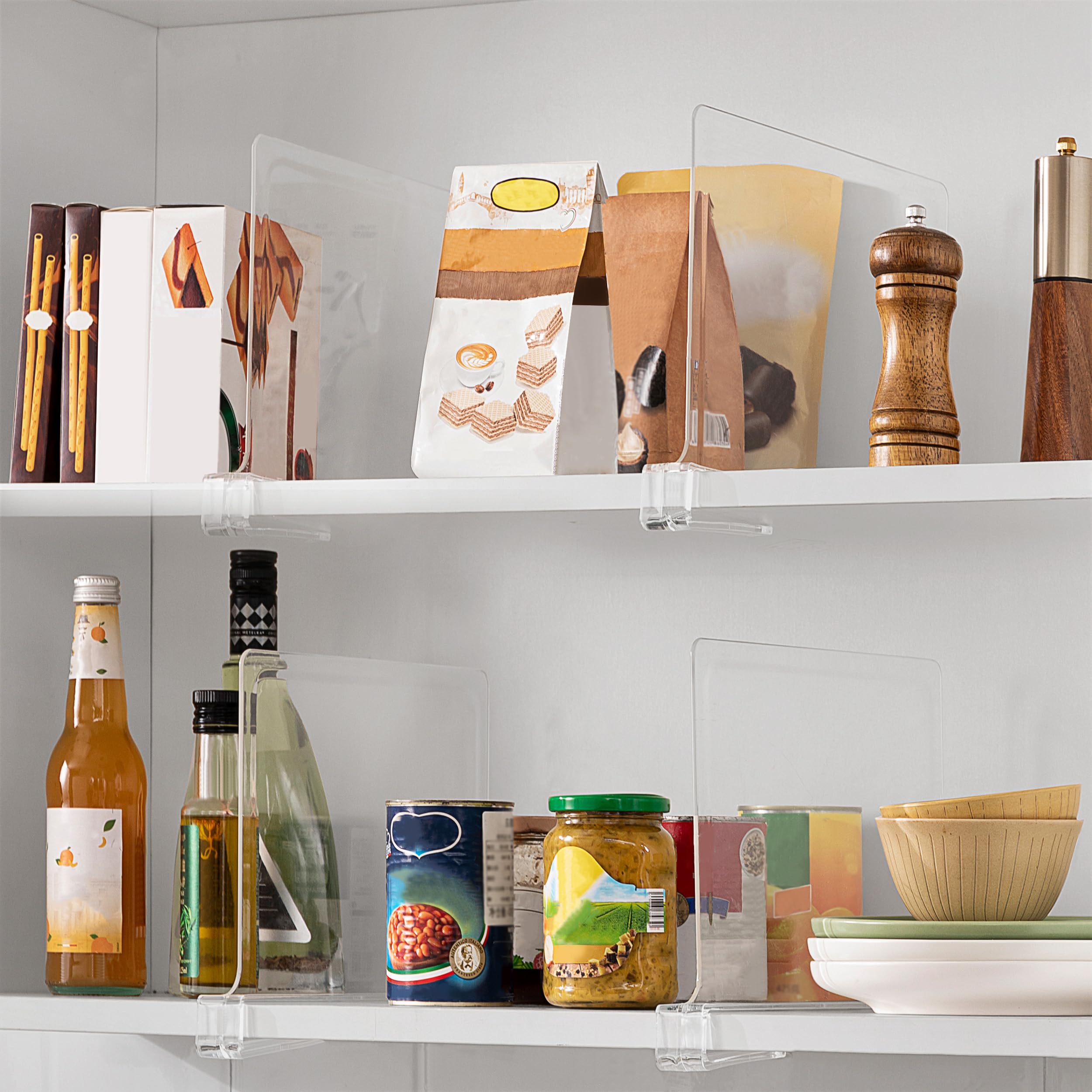 HBlife divisores utilizados en despensa con toallas y frascos, optimizan espacio