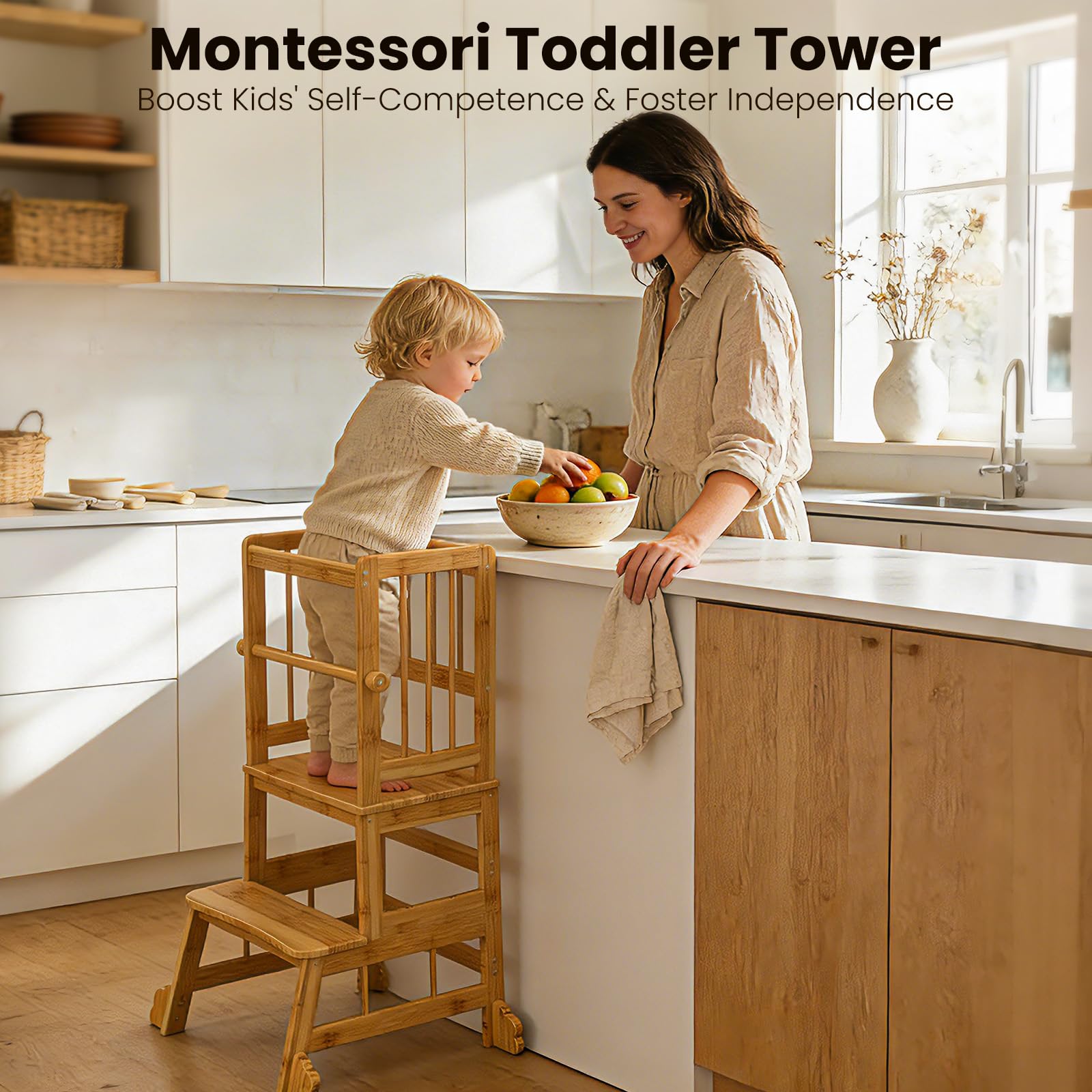 HBTower comparación de tamaño con una silla, proporción y escala práctica