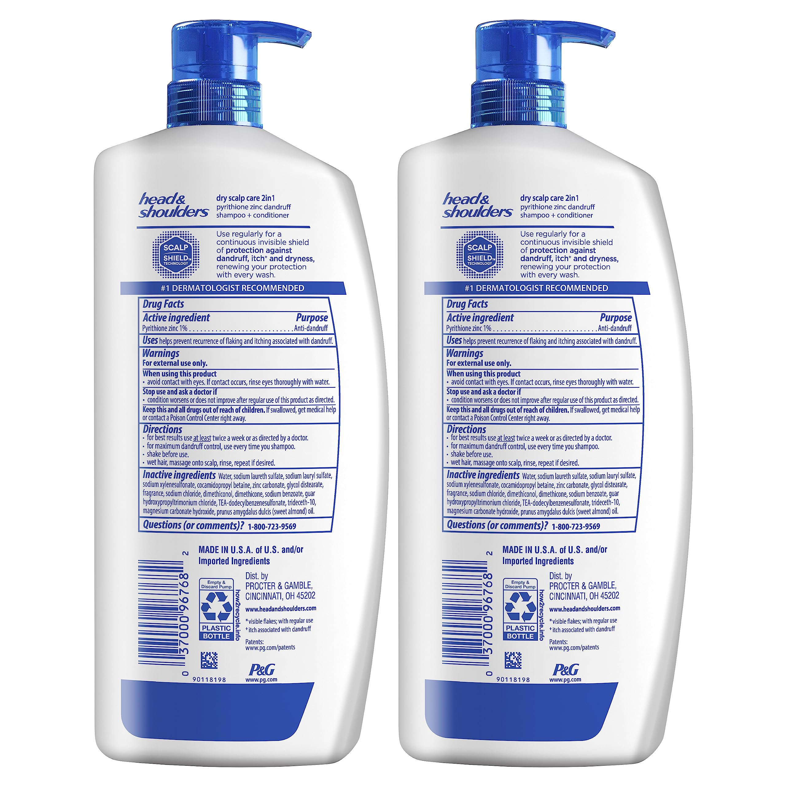 Head & Shoulders etiqueta con ingredientes y beneficios visibles para el comprador
