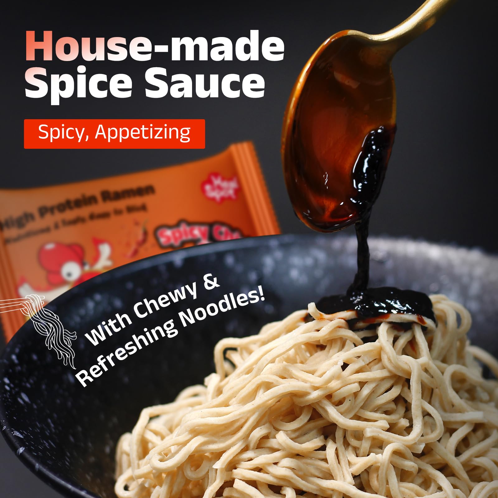 HealSpot detalle de salsa signature adherida al fideo con sabor