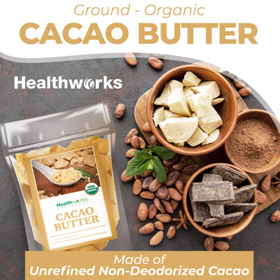 Healthworks cacao butter spoon texture view for smooth melting benefit