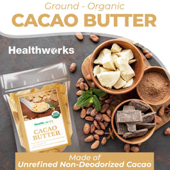 Healthworks cacao butter spoon texture view for smooth melting benefit