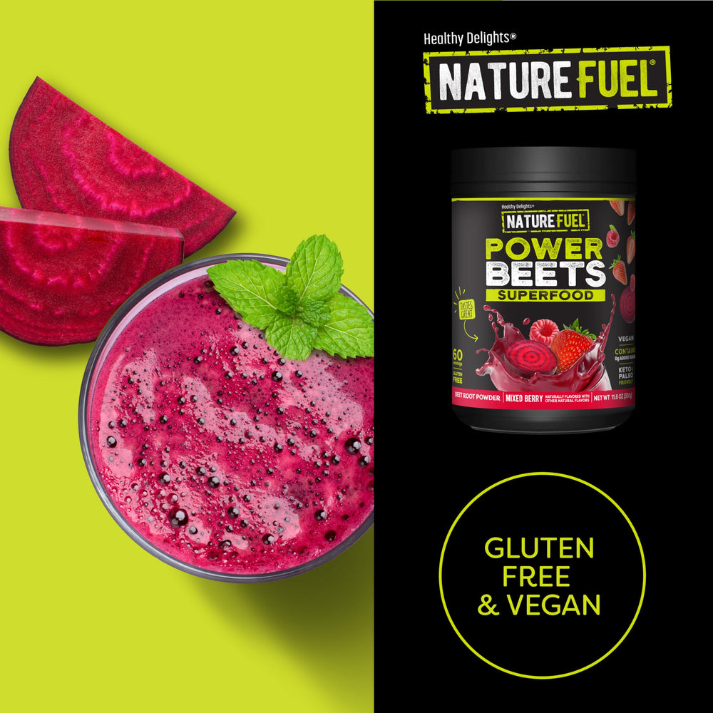 Healthy Delights vaso con mezcla disuelta y aspecto apetecible