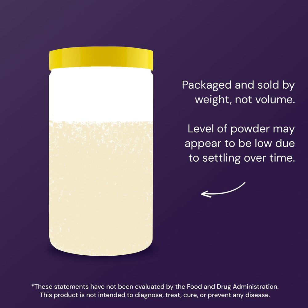 Healthy Origins polvo disolviéndose en un vaso de agua para mezcla instantánea y sin sabor