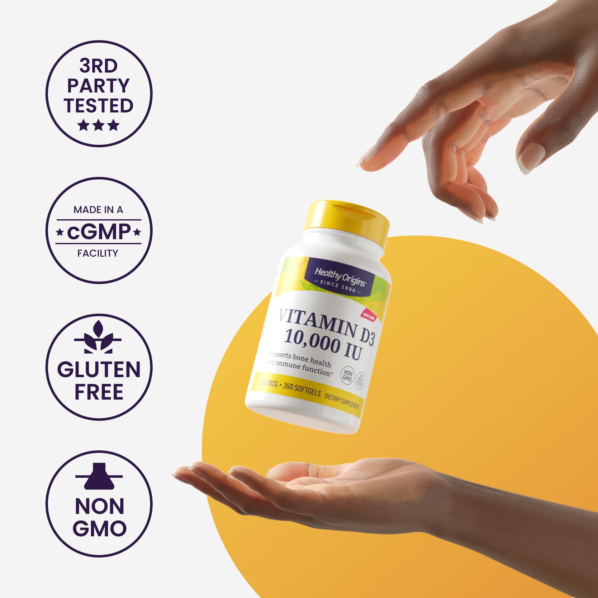 Informational graphic of Healthy Origins ingredient composition and clarity