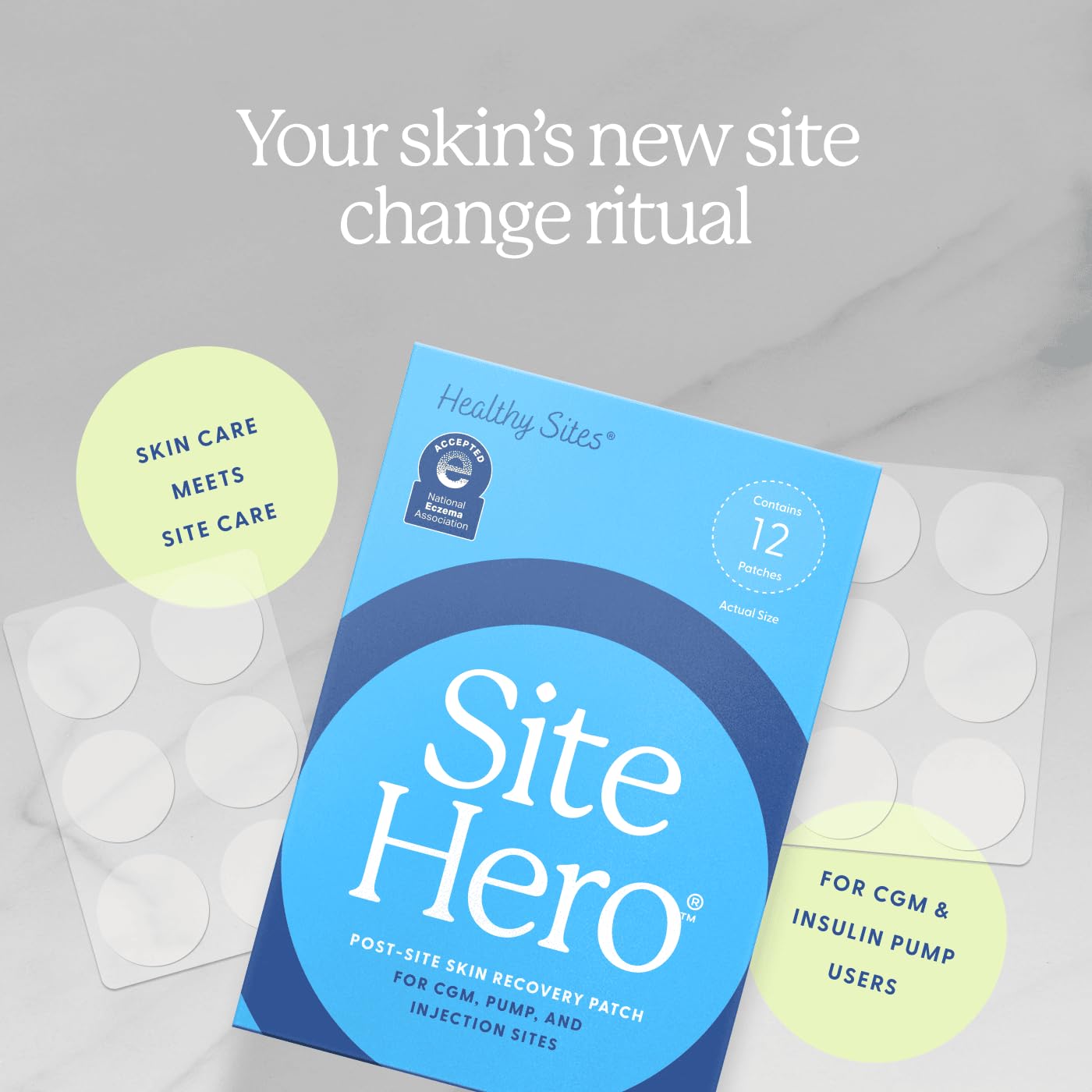 Healthy Sites primer plano de la textura del parche mostrando su superficie protectora