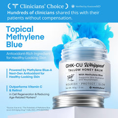HealthyDerm envase abierto con contenido azul mostrando fácil dosificación