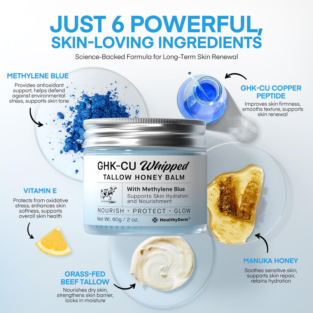 HealthyDerm etiqueta con ingredientes destacando péptidos y antioxidantes