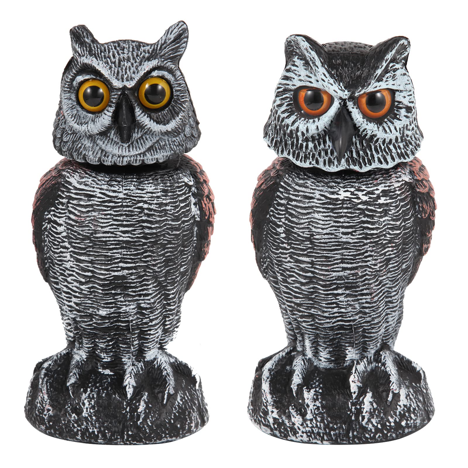 Hedoc vista frontal del búho decorativo con ojos realistas para intimidar aves