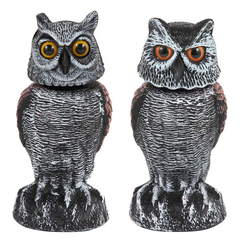 Hedoc vista frontal del búho decorativo con ojos realistas para intimidar aves