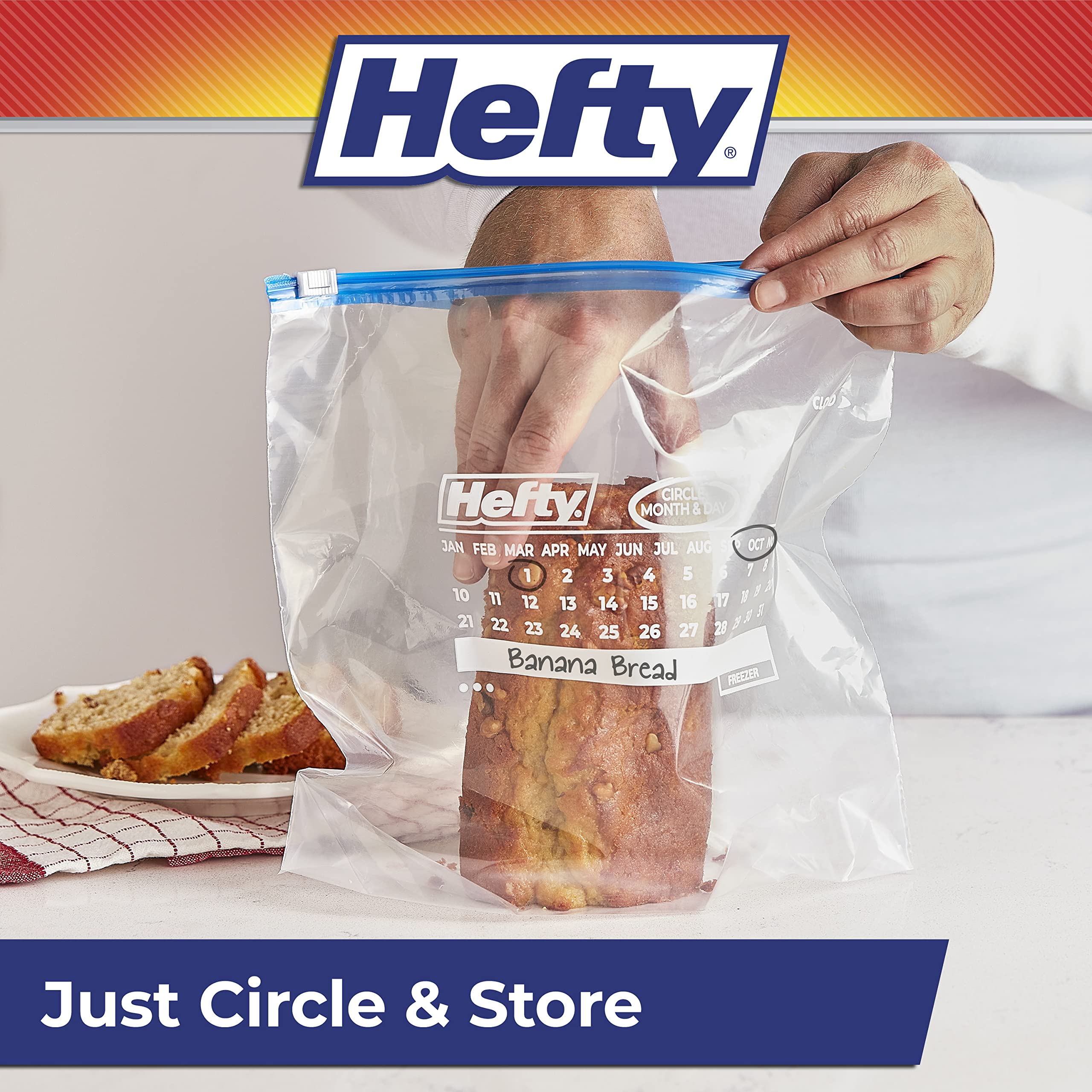Hefty bolsa de pie mientras se llena, evita derrames al preparar comidas