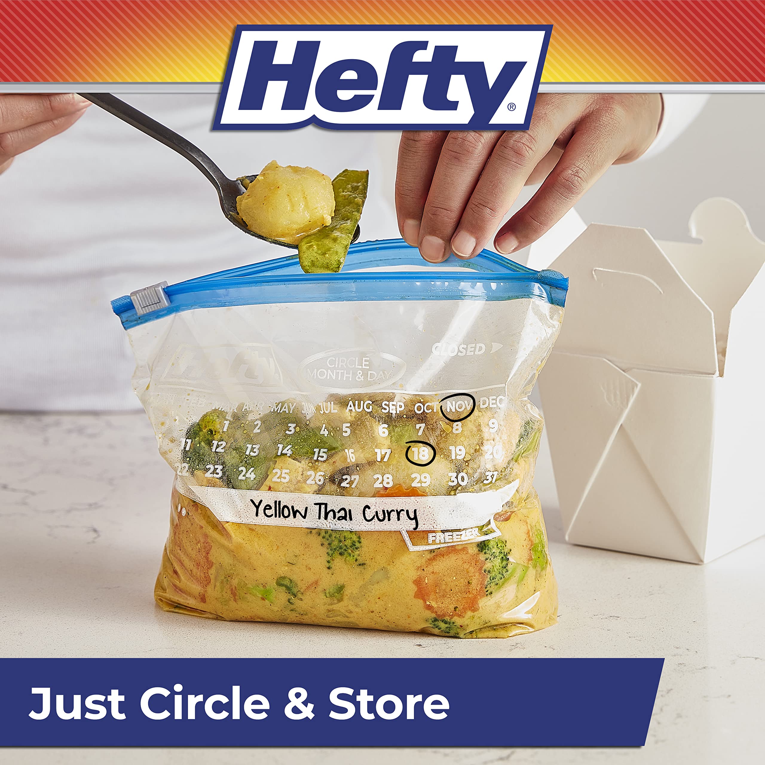 Hefty cierre clicks closed audible garantizando sellado seguro