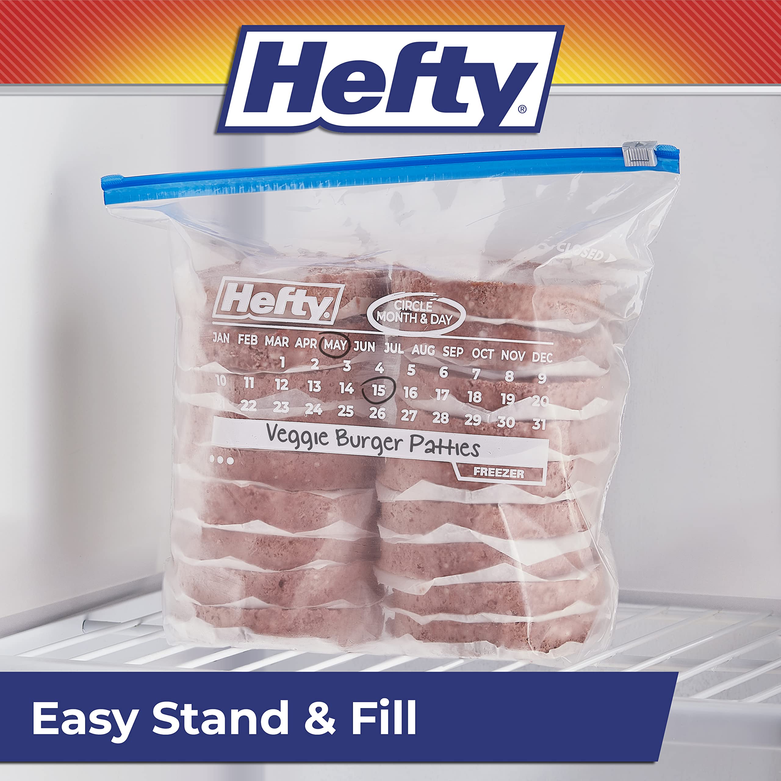 Hefty comparación de tamaño galón junto a objetos para referencia