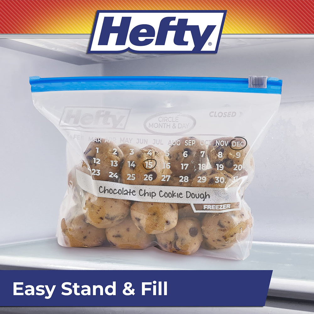 Hefty comparación de tamaño quart mostrando capacidad por porción