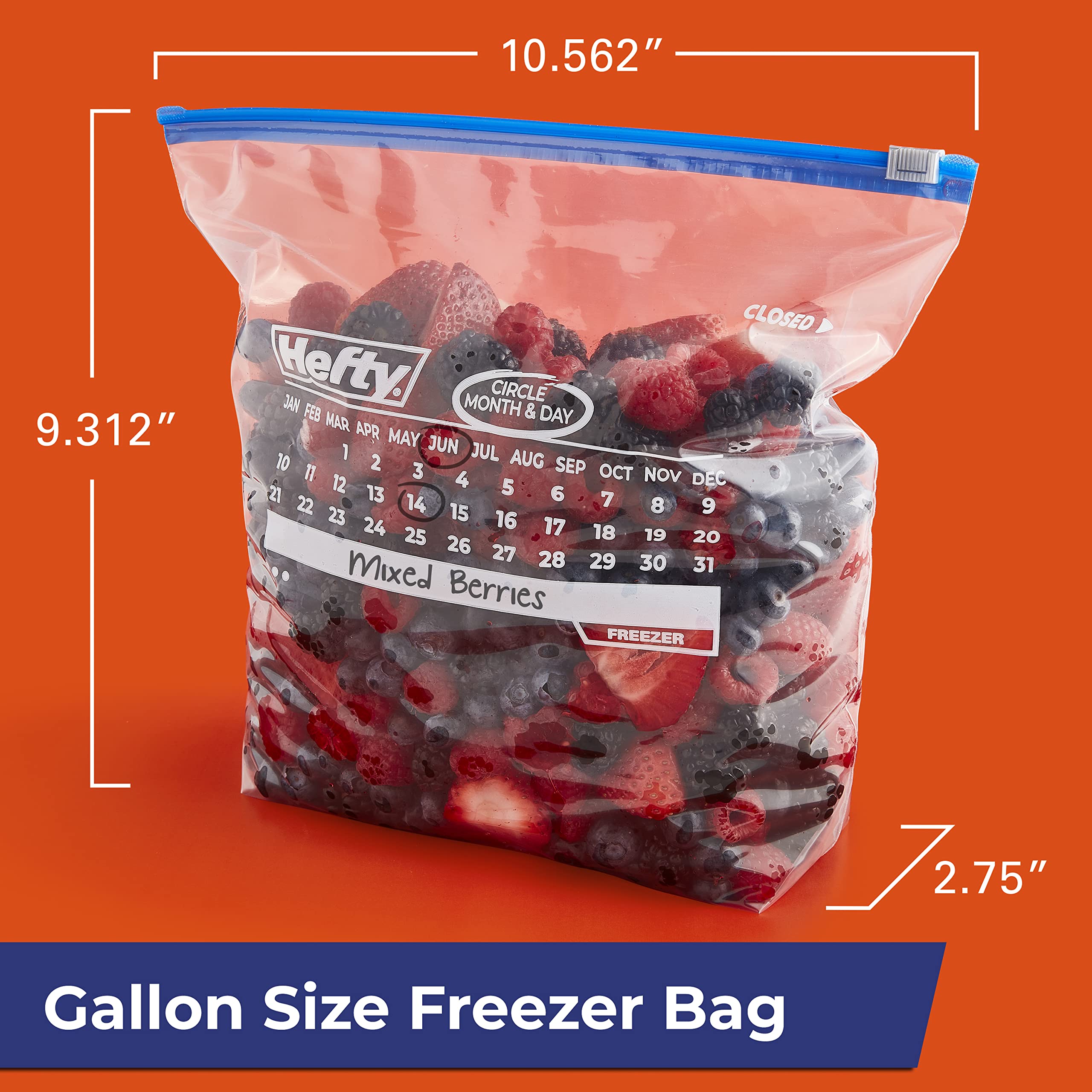 Hefty calendario impreso en la bolsa para marcar fecha y rotación
