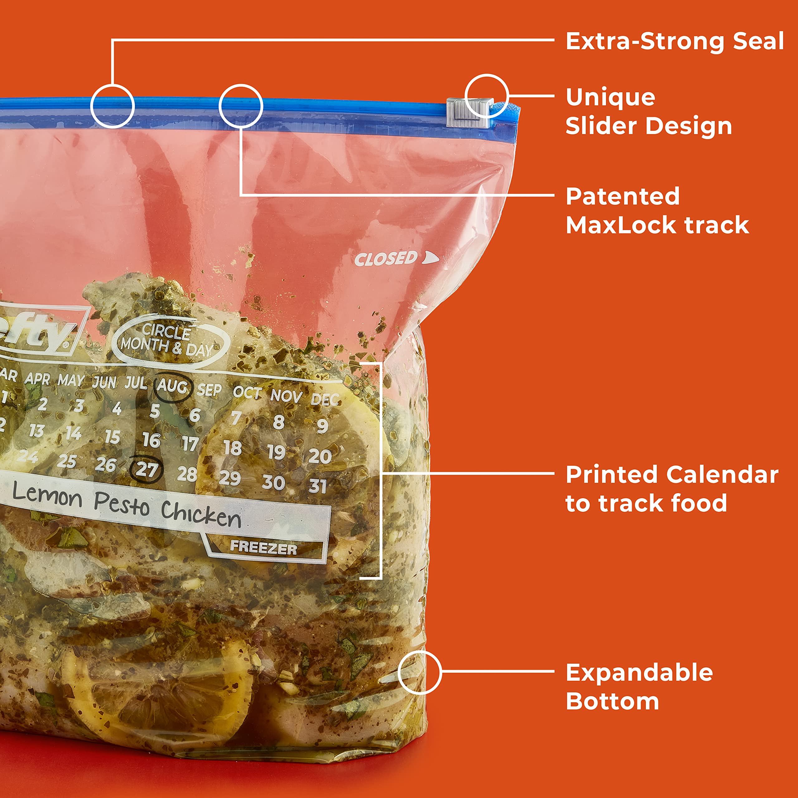 Hefty fondo expandible que permite almacenar porciones grandes