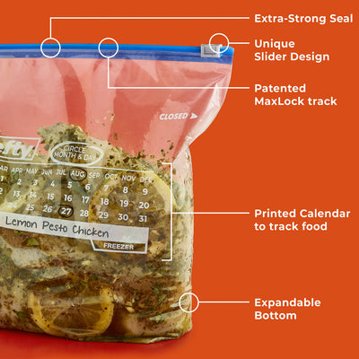 Hefty fondo expandible que permite almacenar porciones grandes