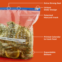 Hefty fondo expandible que permite almacenar porciones grandes