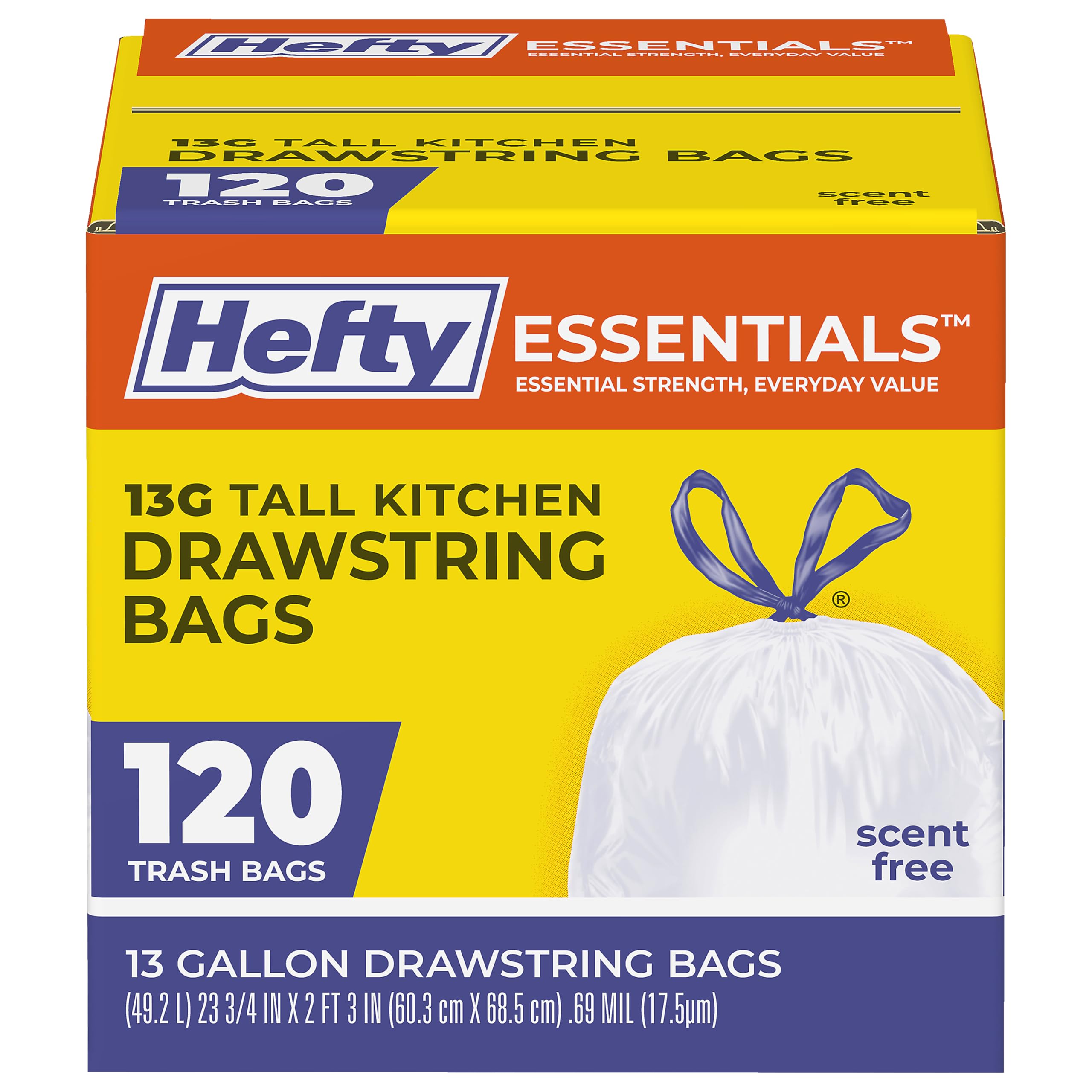 Hefty paquete frontal 120 unidades mostrando cantidad y empaque práctico