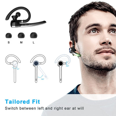 HEIBAS earpiece worn in ear demonstrating discreet hands-free use