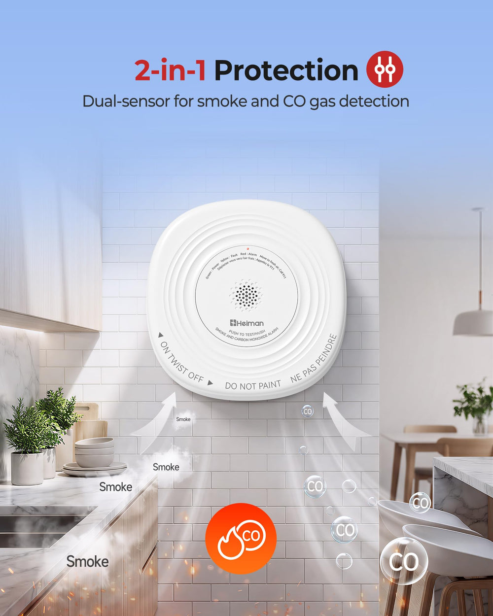 HEIMAN primer plano del sensor doble haz destacando detección precisa