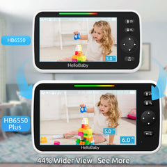 HelloBaby night vision view of sleeping baby offering clear low-light monitoring
