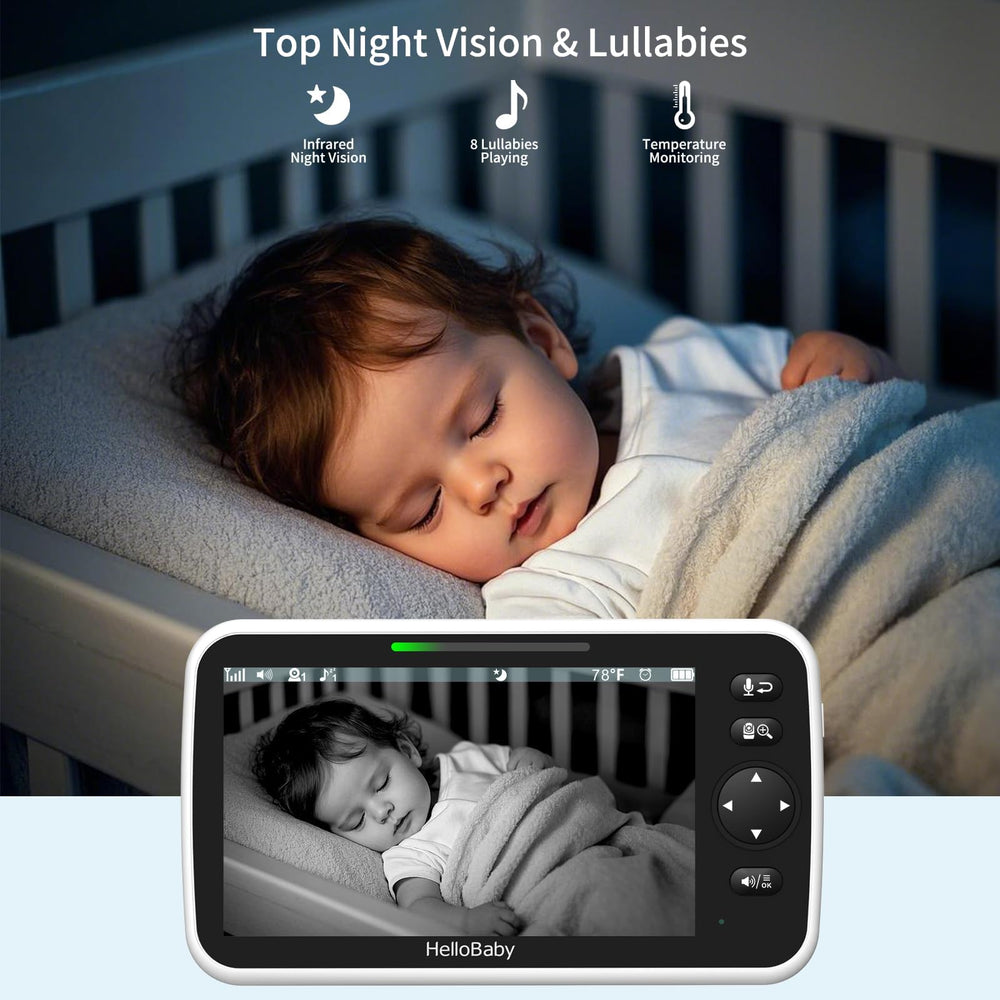 HelloBaby wall-mounted camera installed in nursery providing discreet monitoring