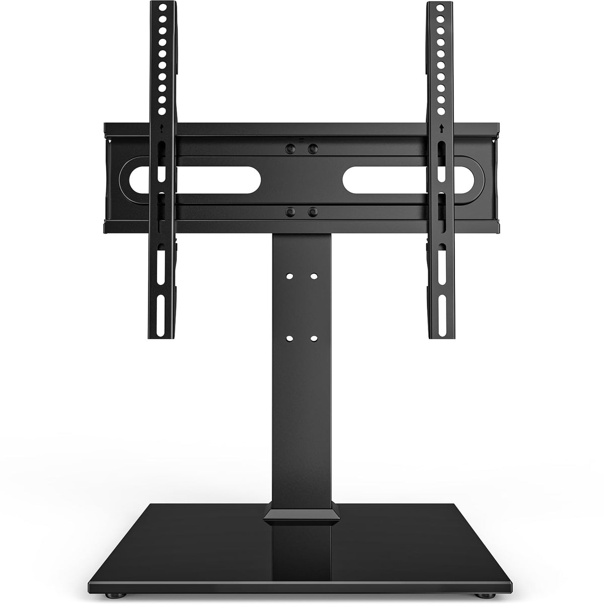 Hemudu vista frontal del soporte con base de cristal, estética y estabilidad