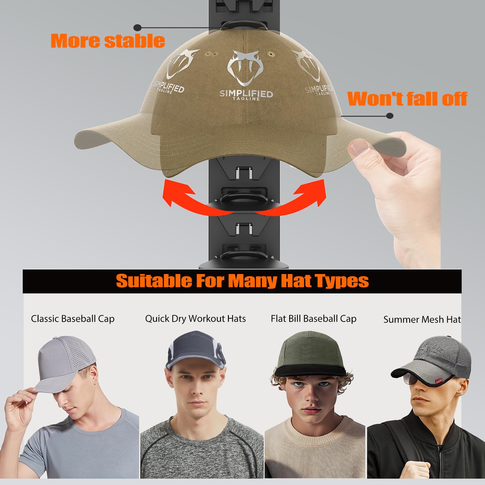 HeQe junto a una gorra para comparar tamaño y ver capacidad por ranura