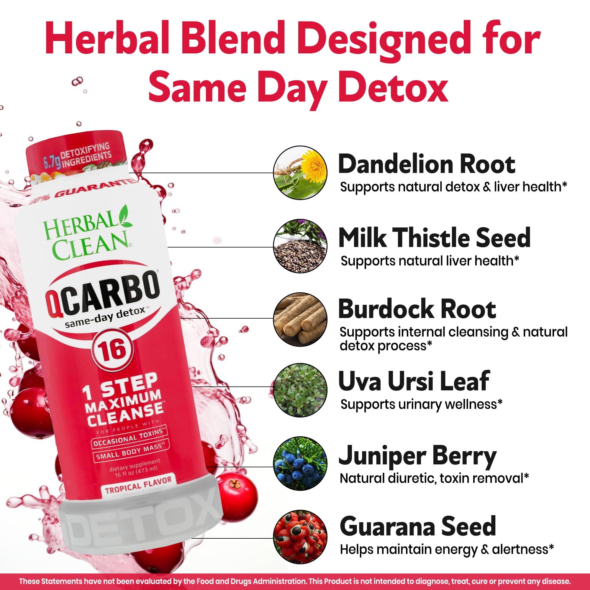 Herbal Clean Qcarbo16 bebida en mano lista para usar y fácil de consumir
