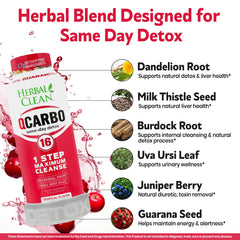 Herbal Clean Qcarbo16 bebida en mano lista para usar y fácil de consumir