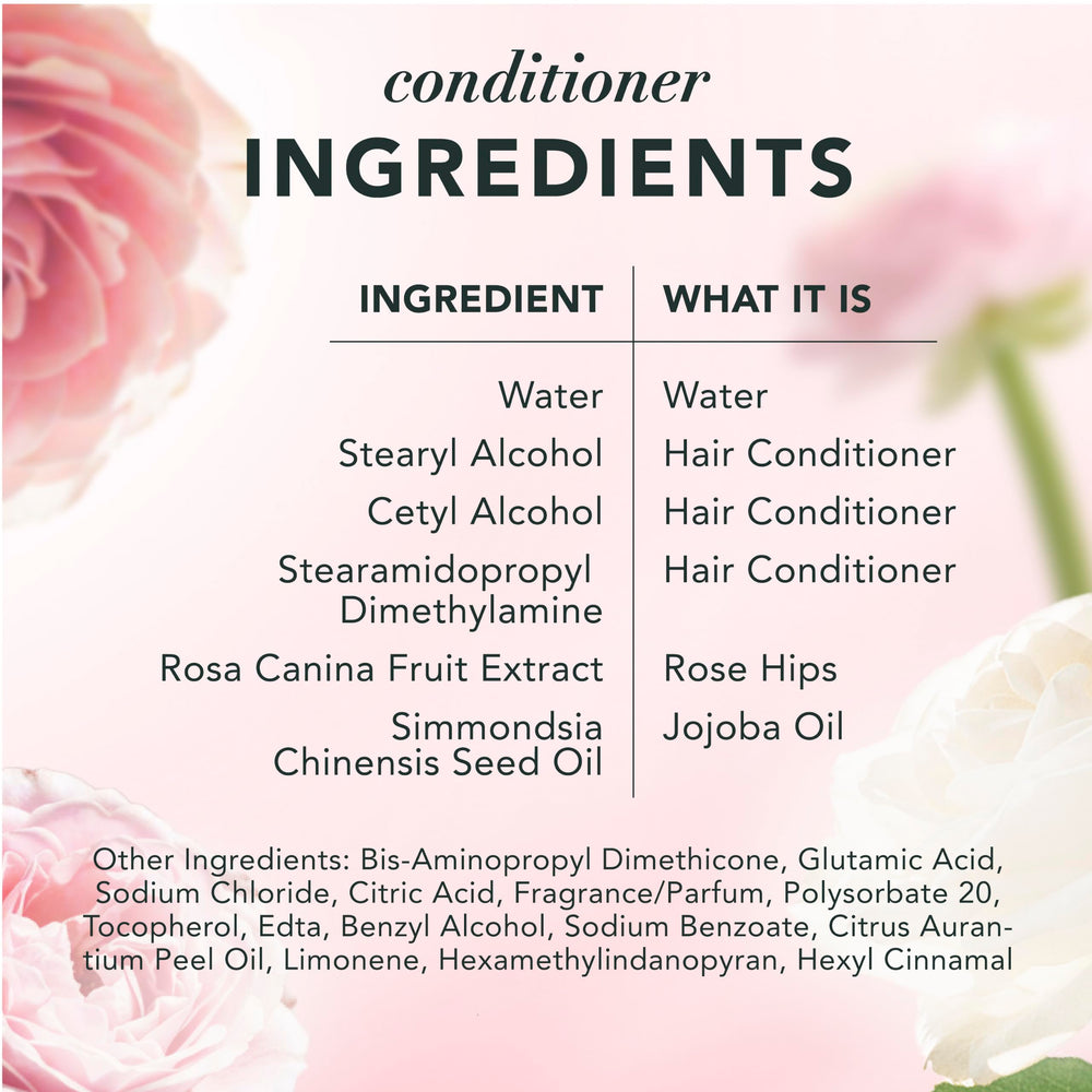 Herbal Essences reverso del envase con instrucciones y certificados