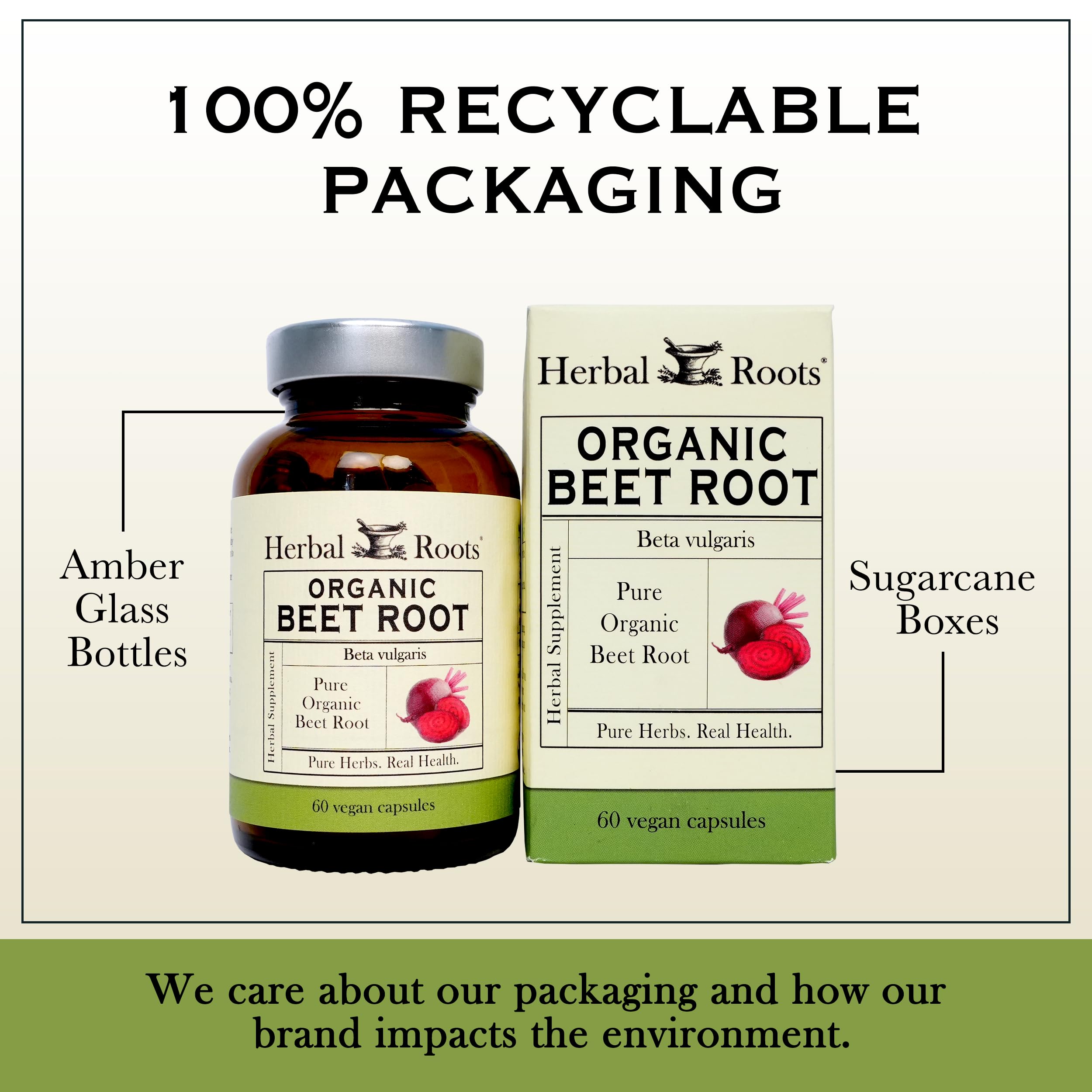 Herbal Roots etiqueta con certificaciones USDA Organic y cGMP visibles
