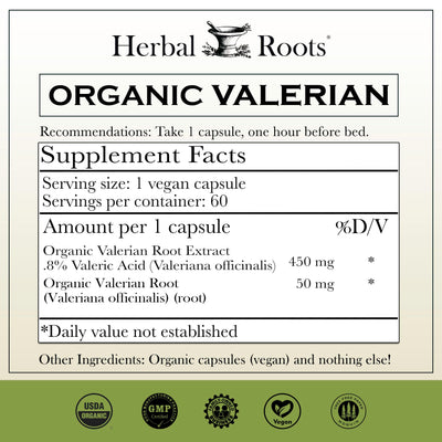 Herbal Roots capsule close-up showing size and vegan capsule design benefit