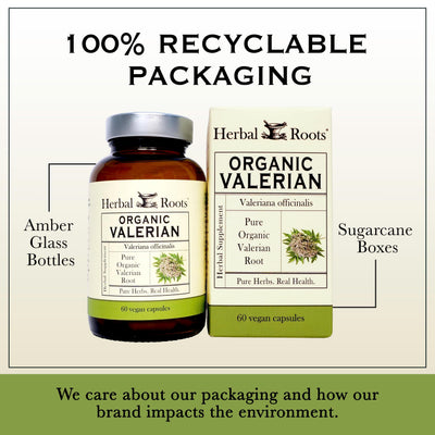 Herbal Roots label close-up highlighting USDA Organic and third-party testing