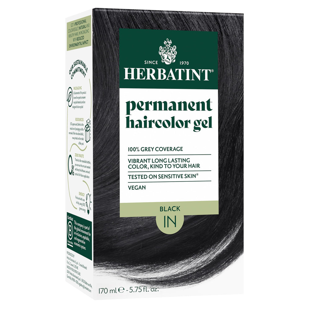 Herbatint empaque frontal mostrando tono 1N negro y beneficios naturales