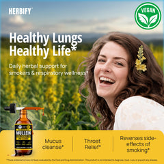 HERBIFY gotero en mano al aplicar gotas para alivio respiratorio rápido