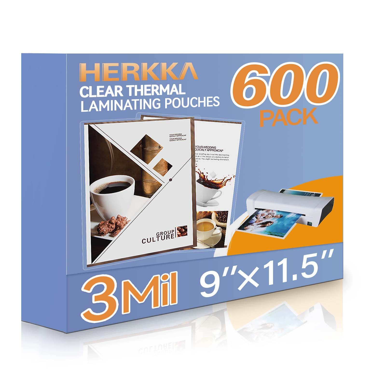 HERKKA funda frontal del paquete mostrando cantidad y tamaño, protege documentos