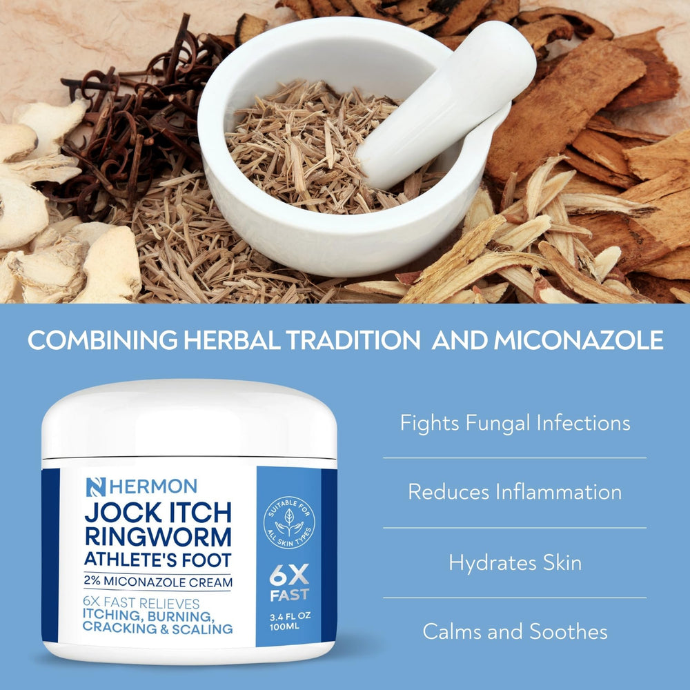 Etiqueta de Hermon destacando miconazol nitrato 2% como ingrediente activo