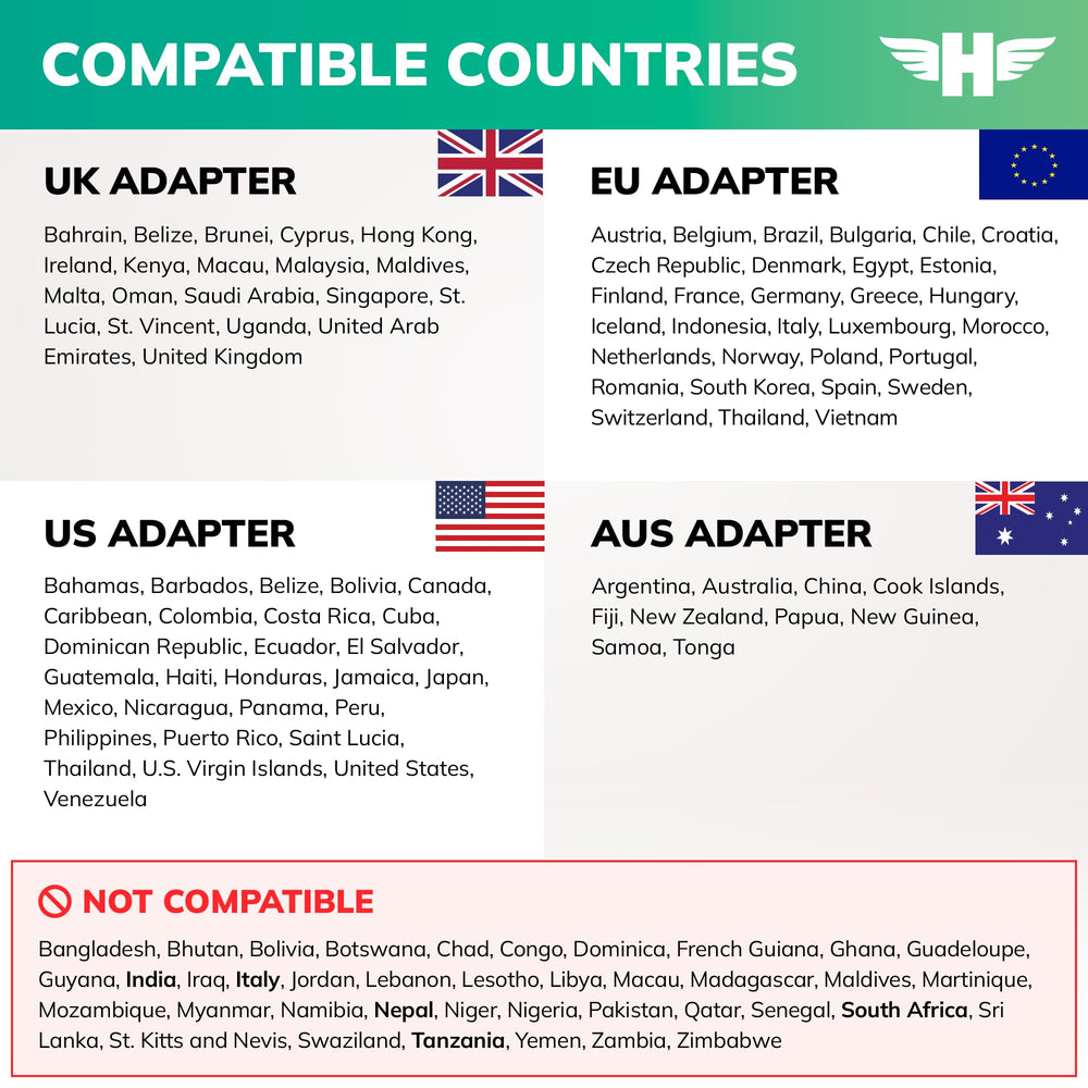 Hero adaptador en toma de hotel conectando múltiples dispositivos