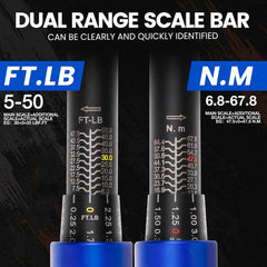 HERONIX acercamiento a la escala dual Ft-Lb y Nm que facilita lecturas rápidas