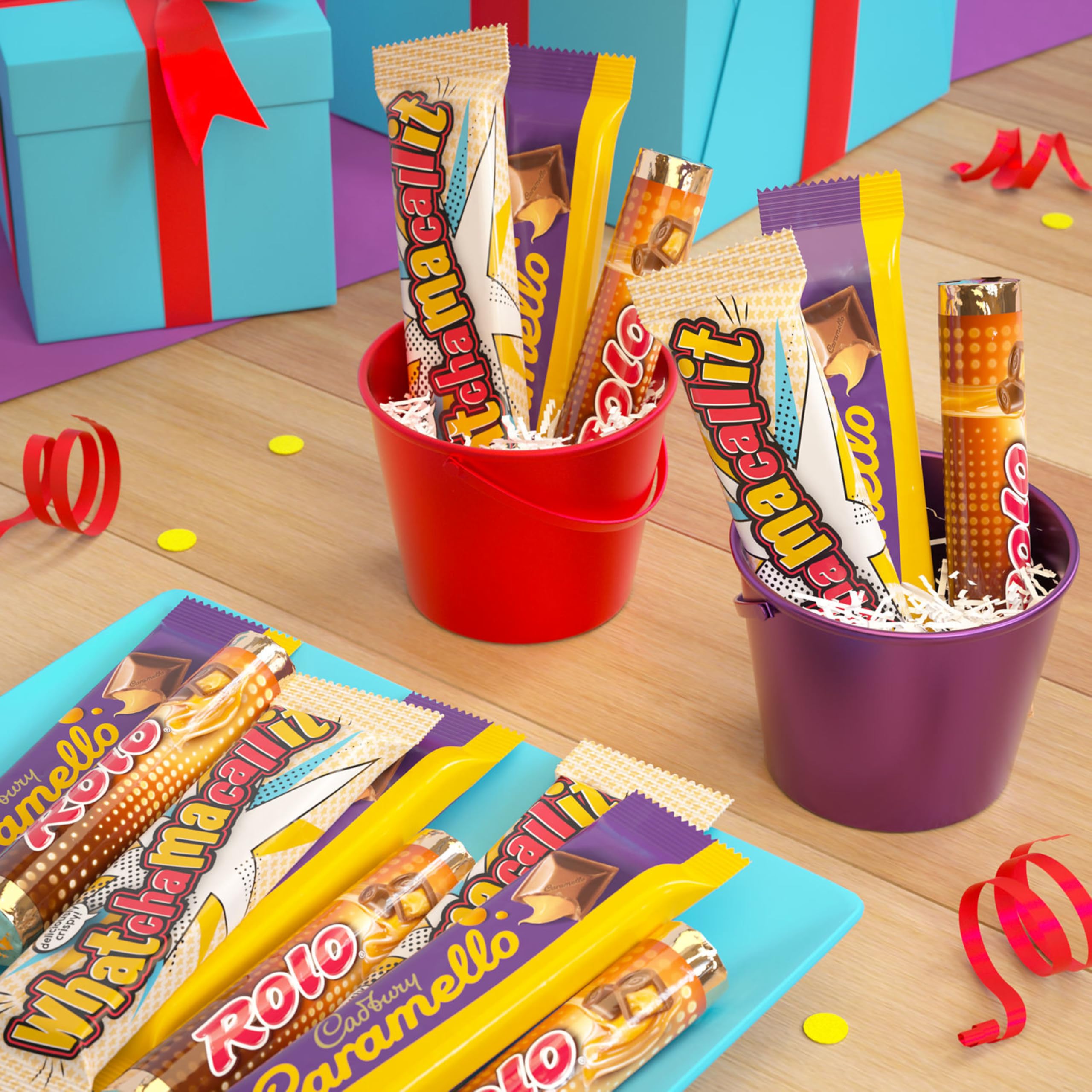 HERSHEY'S caja abierta mostrando las 18 piezas dentro