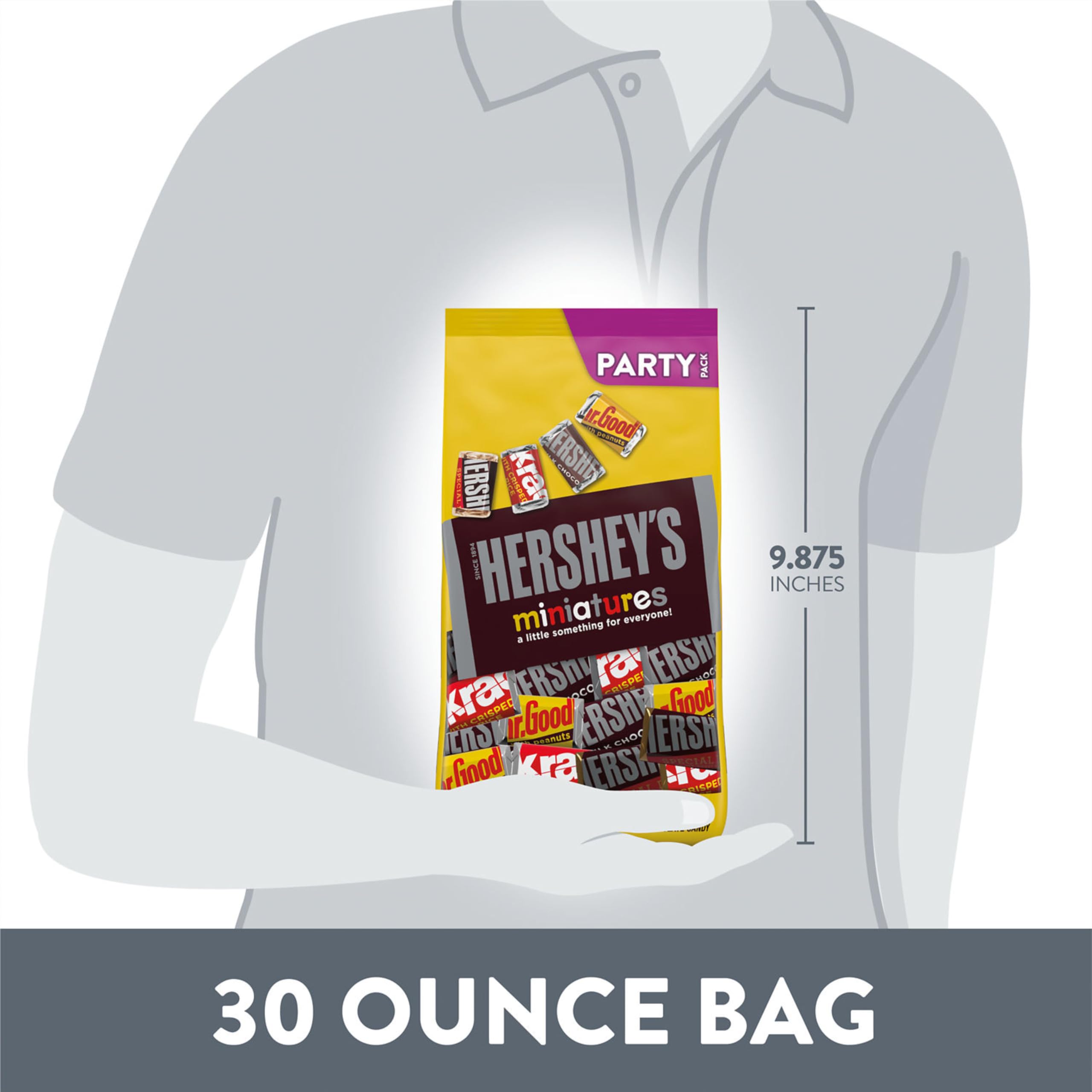 HERSHEY'S comparación de tamaño con manos para apreciar porciones individuales