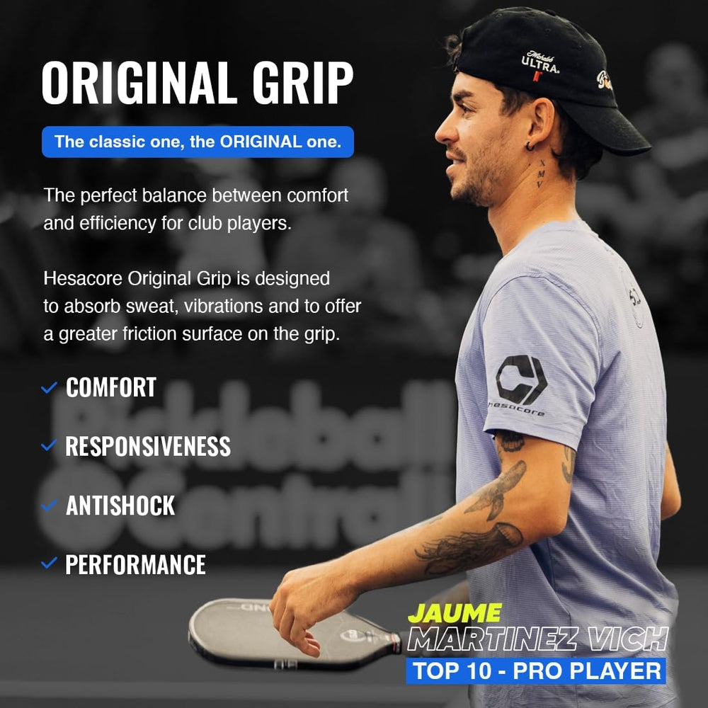 Hesacore mano usando el grip para mayor control y confort en golpes