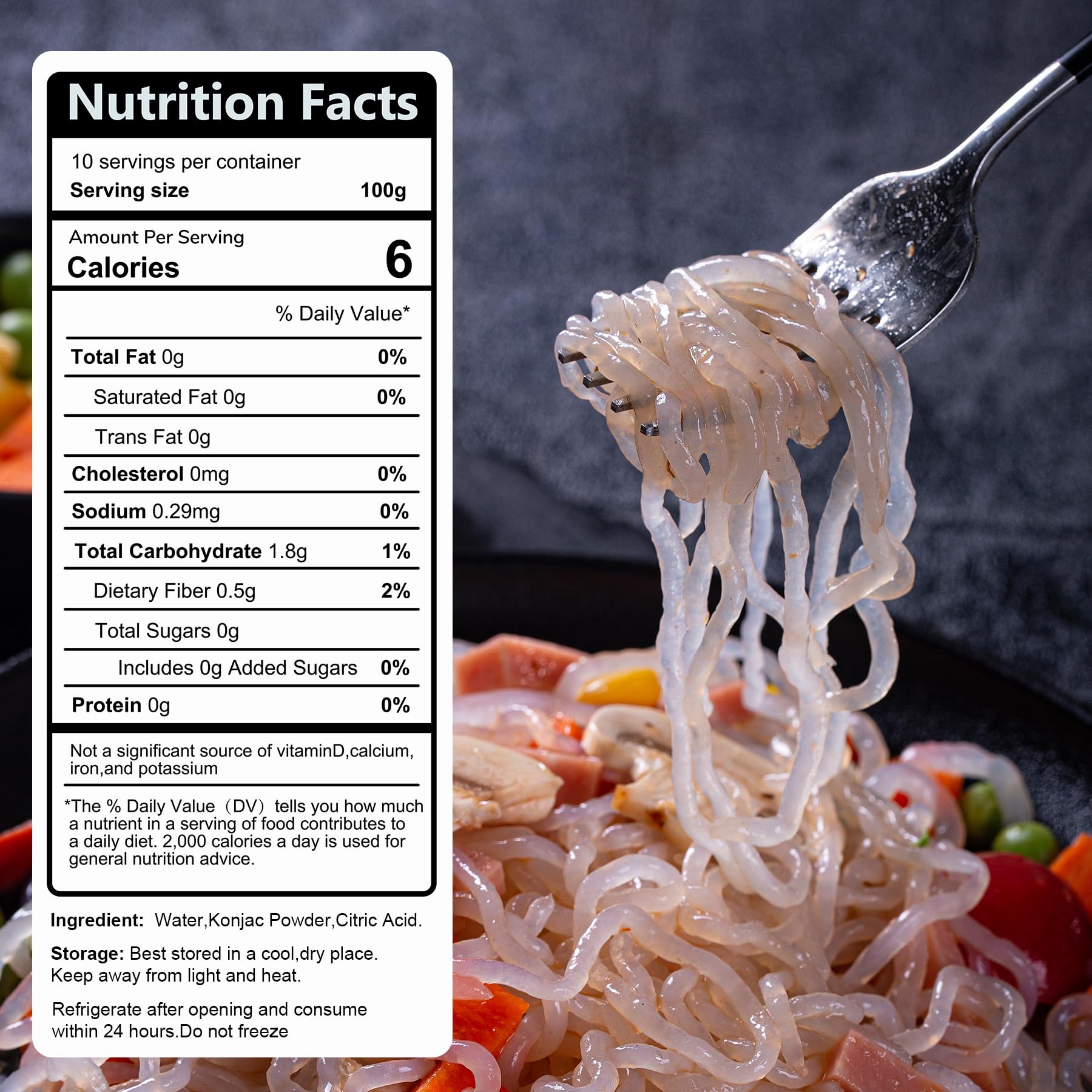 Hethstia textura cercana de fideos konjac con aspecto firme y buena masticabilidad