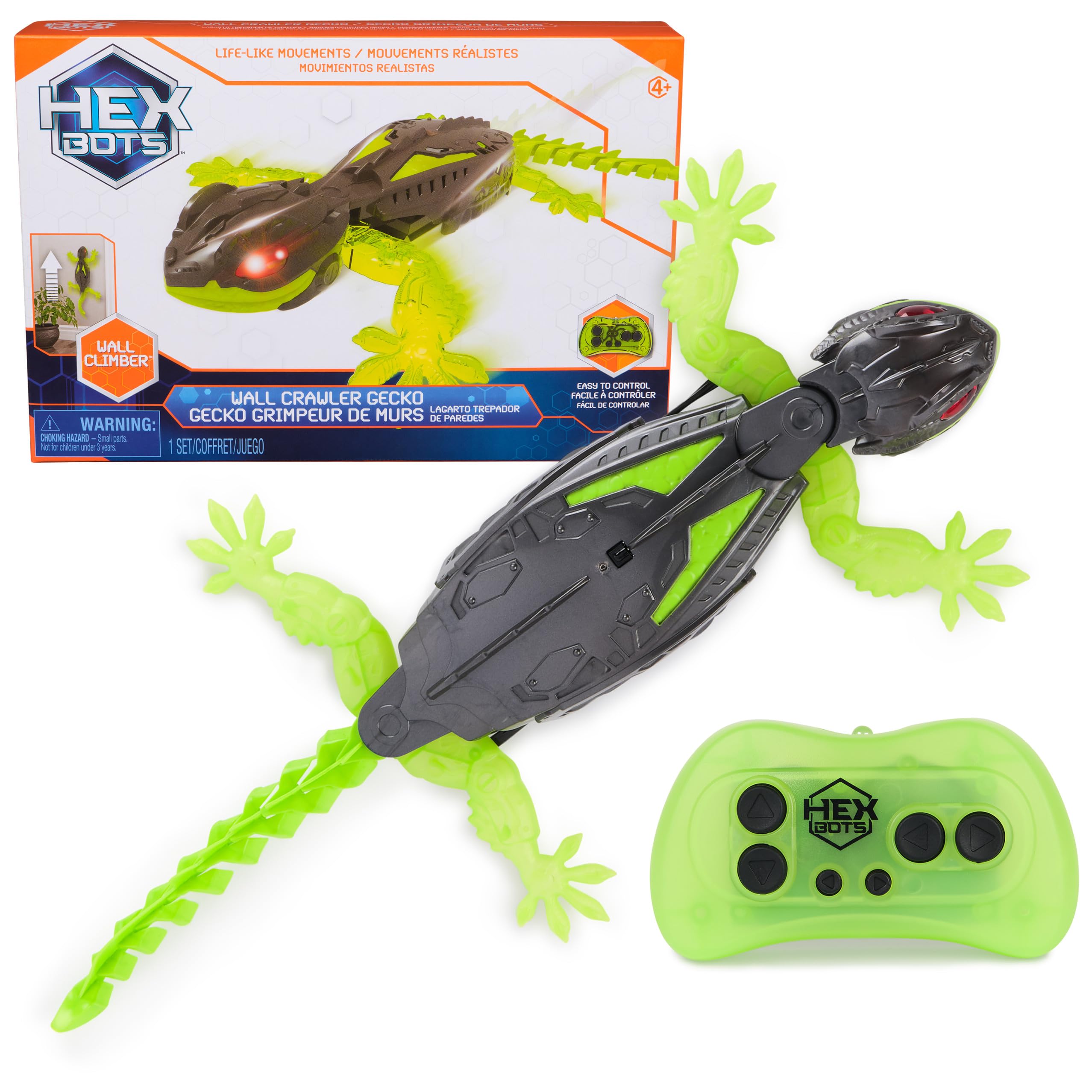 HEX BOTS vista frontal del gecko en su empaque, atractivo para regalo