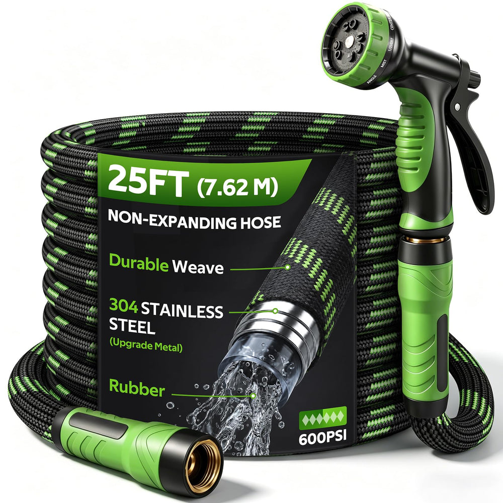 HEYRSUN manguera frontal 25 ft mostrando longitud y estructura durable