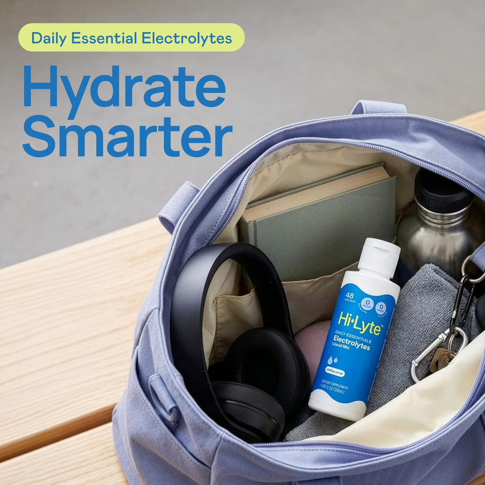 Hi-Lyte bottle in hand for size comparison and travel-friendly portability benefit