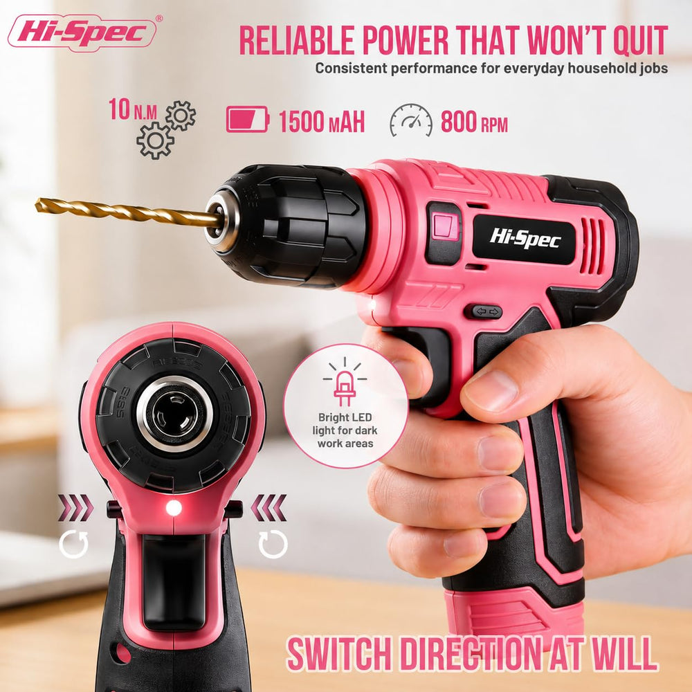 Hi-Spec drill in use assembling a shelf highlighting precise screw driving